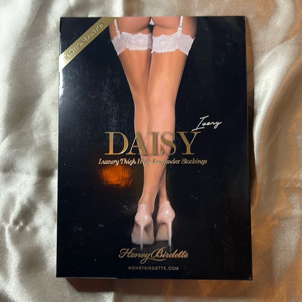Honey Birdette Ivory Daisy Thigh High Suspender Stockings